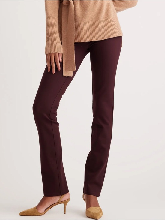 Quince Pants - Quince Burgundy Ultra-Stretch Ponte Straight Leg Pants Size Small